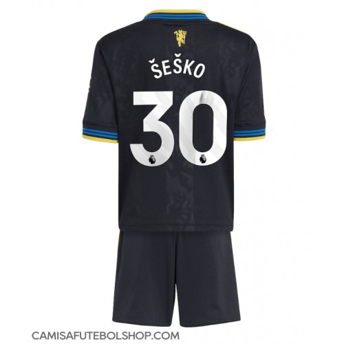 Camisa de time de futebol Manchester United Benjamin Sesko #30 Replicas 3º Equipamento Infantil 2025-26 Manga Curta (+ Calças curtas)